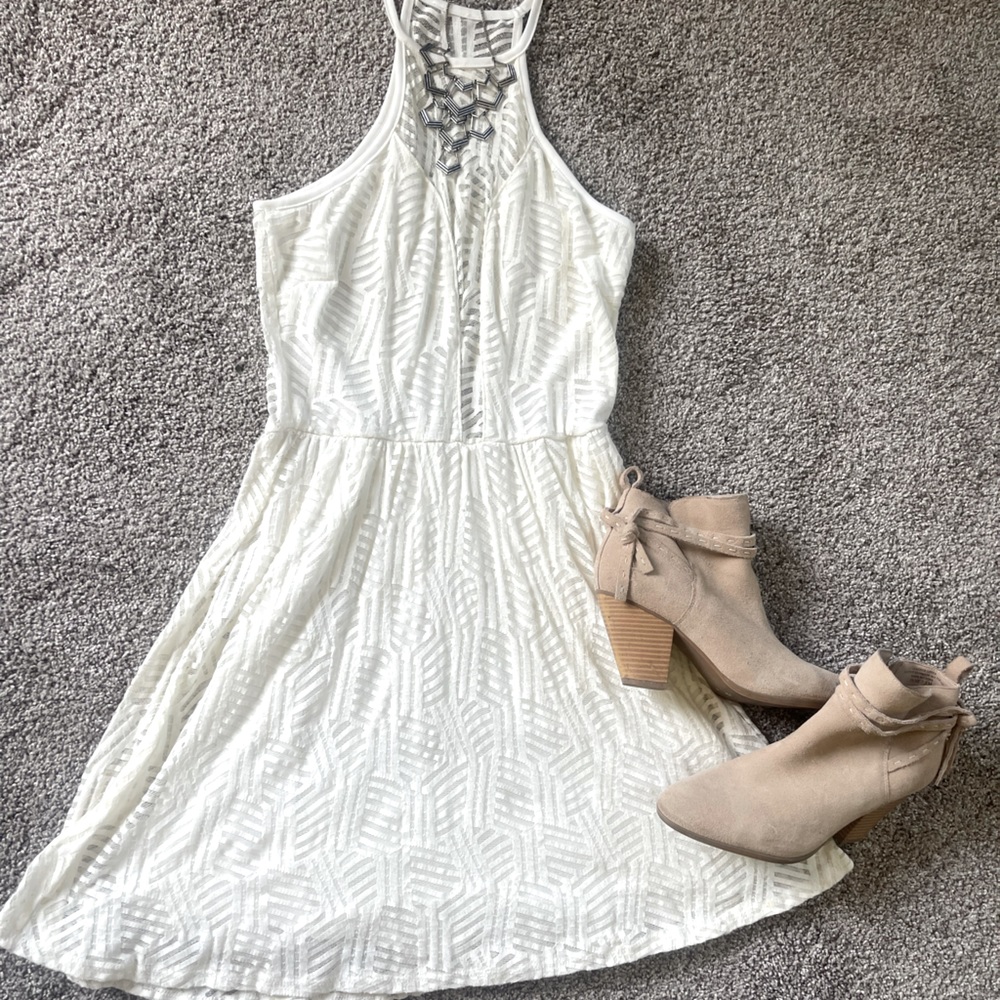 Ivory Summer Lace Mini Dress 🤍🔥🤍